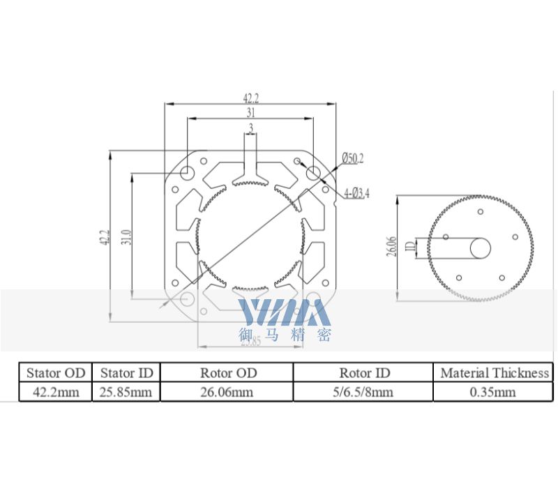 42(BYG0.9) Steppper motor stator and rotor core